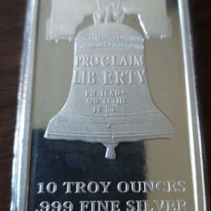 10 oz Silver Bar – Liberty Bell – .999 Fine Silver